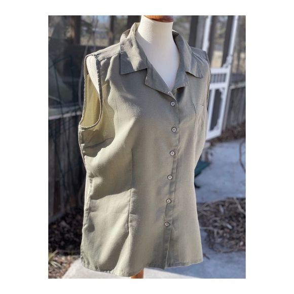 Penman Tank Top Collar Olive Green Button Up Sz XL - Picture 2 of 9